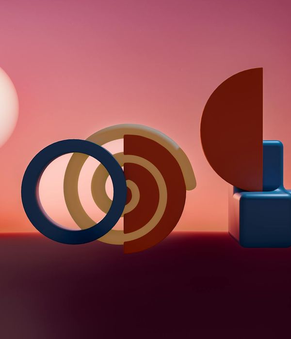 Abstract blue and dark geometric shapes representing digital balance
